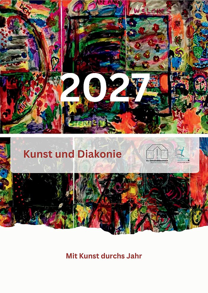 Cover des Kalenders, eine Collage aus mehreren Bildern in Rottönen